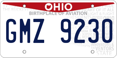 OH license plate GMZ9230