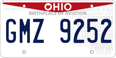 OH license plate GMZ9252