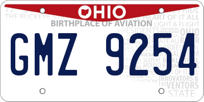 OH license plate GMZ9254