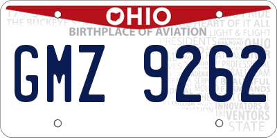 OH license plate GMZ9262