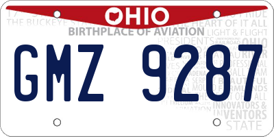 OH license plate GMZ9287