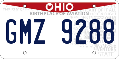 OH license plate GMZ9288