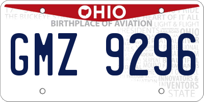 OH license plate GMZ9296