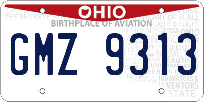 OH license plate GMZ9313