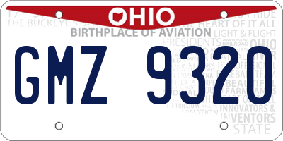 OH license plate GMZ9320