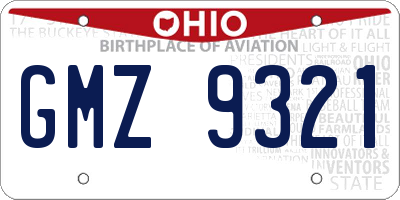 OH license plate GMZ9321