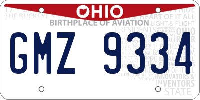 OH license plate GMZ9334