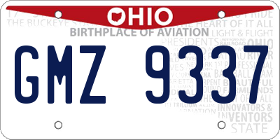 OH license plate GMZ9337