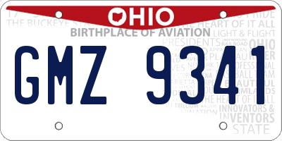 OH license plate GMZ9341