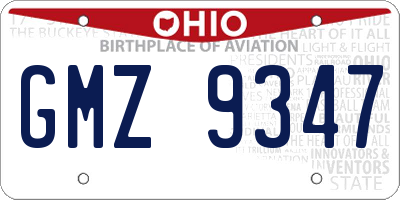 OH license plate GMZ9347