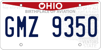 OH license plate GMZ9350