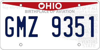 OH license plate GMZ9351