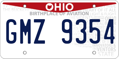 OH license plate GMZ9354