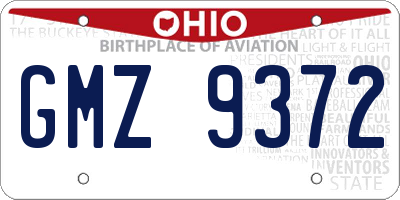 OH license plate GMZ9372