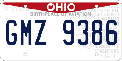 OH license plate GMZ9386