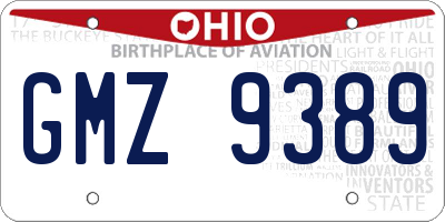 OH license plate GMZ9389