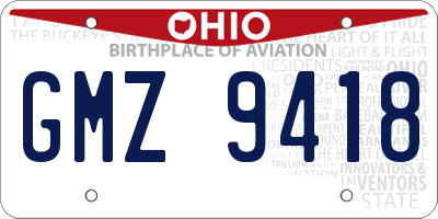 OH license plate GMZ9418