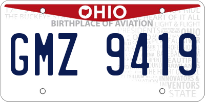 OH license plate GMZ9419