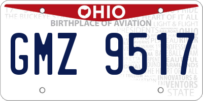 OH license plate GMZ9517