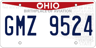 OH license plate GMZ9524