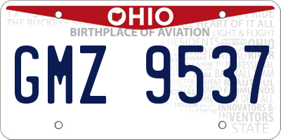 OH license plate GMZ9537