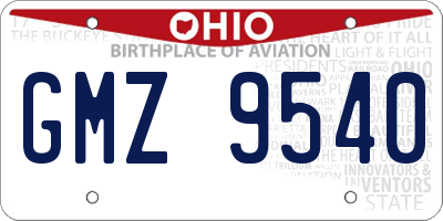 OH license plate GMZ9540
