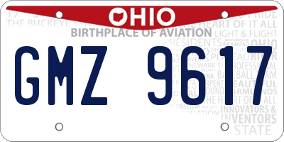 OH license plate GMZ9617