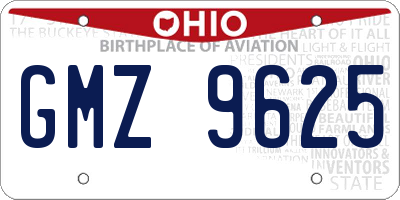 OH license plate GMZ9625