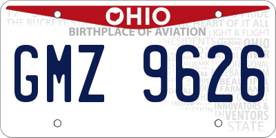 OH license plate GMZ9626