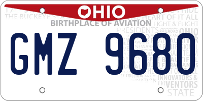 OH license plate GMZ9680