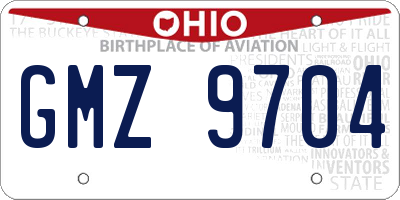 OH license plate GMZ9704
