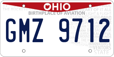 OH license plate GMZ9712