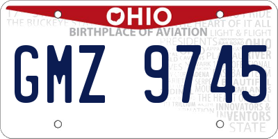 OH license plate GMZ9745