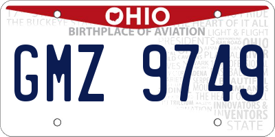 OH license plate GMZ9749