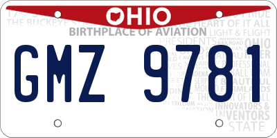 OH license plate GMZ9781