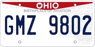 OH license plate GMZ9802