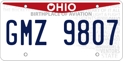 OH license plate GMZ9807