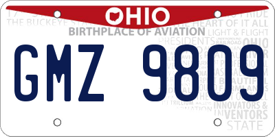 OH license plate GMZ9809
