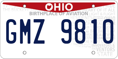 OH license plate GMZ9810