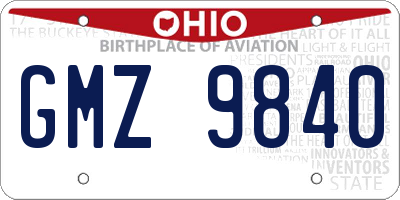 OH license plate GMZ9840