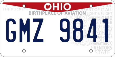 OH license plate GMZ9841