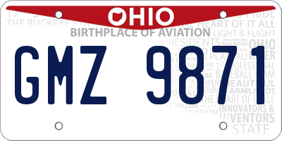 OH license plate GMZ9871