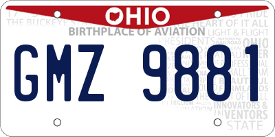 OH license plate GMZ9881