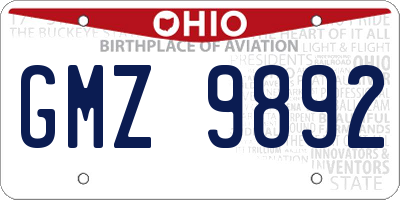OH license plate GMZ9892