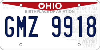 OH license plate GMZ9918