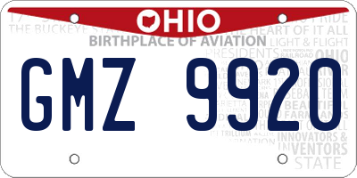 OH license plate GMZ9920