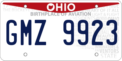 OH license plate GMZ9923