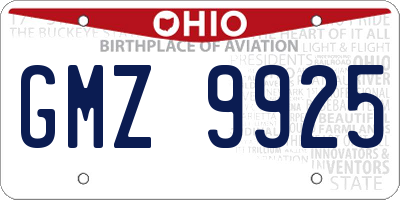 OH license plate GMZ9925