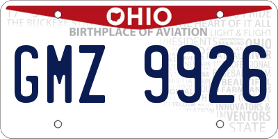 OH license plate GMZ9926