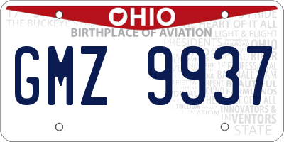 OH license plate GMZ9937